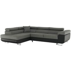 Canapea de colt extensibila Tempo Kondela Gelan Left (Black/Gray)