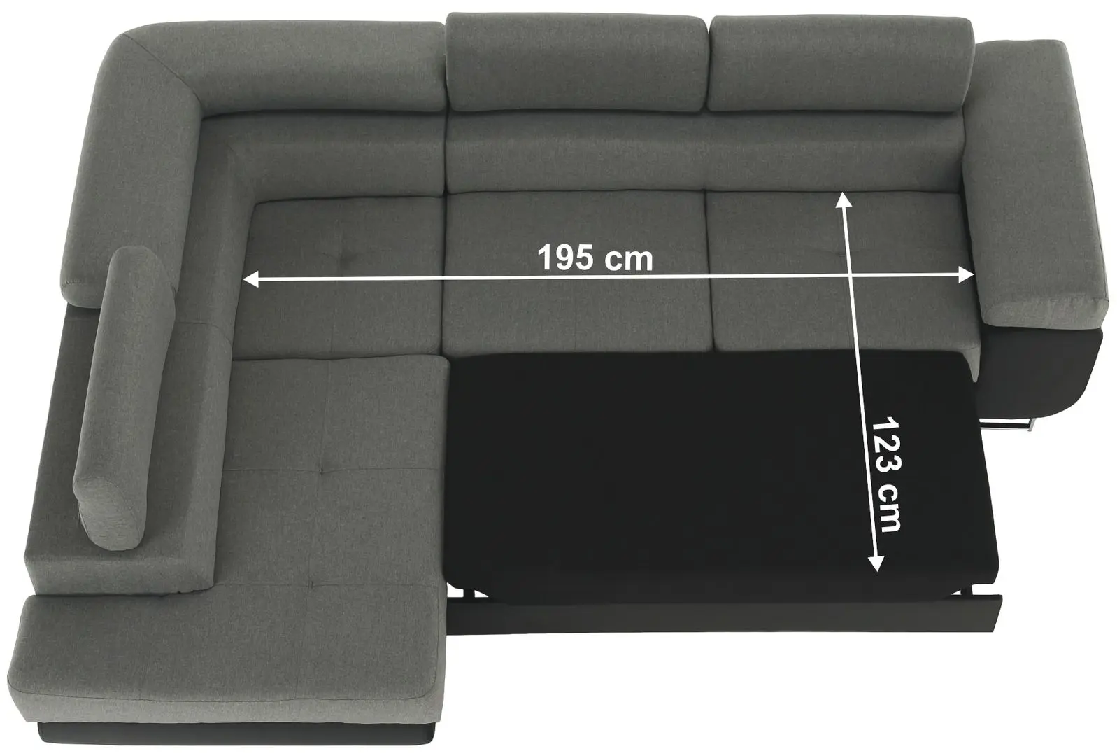 Canapea de colt extensibila Tempo Kondela Gelan Left (Black/Gray) - 4