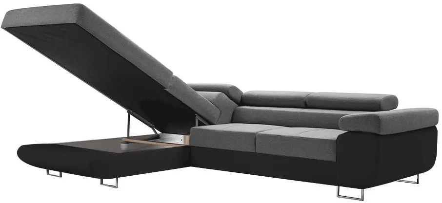 Canapea de colt extensibila Tempo Kondela Gelan Left (Black/Gray) - 3