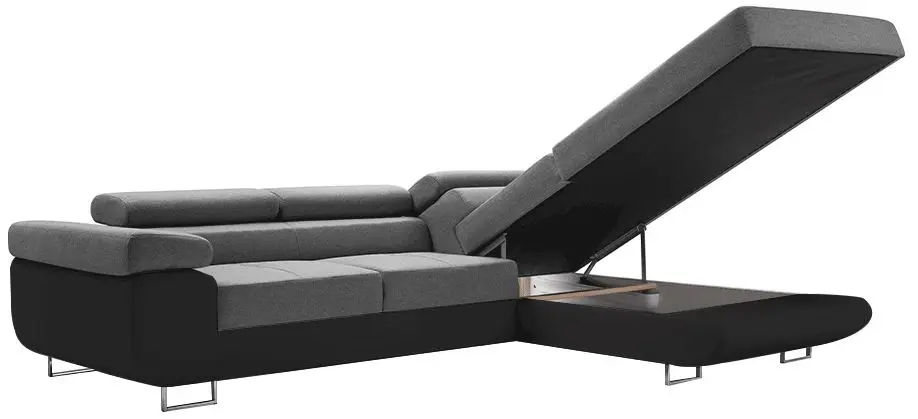 Canapea de colt extensibila Tempo Kondela Gelan Right (Black/Gray) - 2