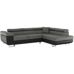 Canapea de colt extensibila Tempo Kondela Gelan Right (Black/Gray)