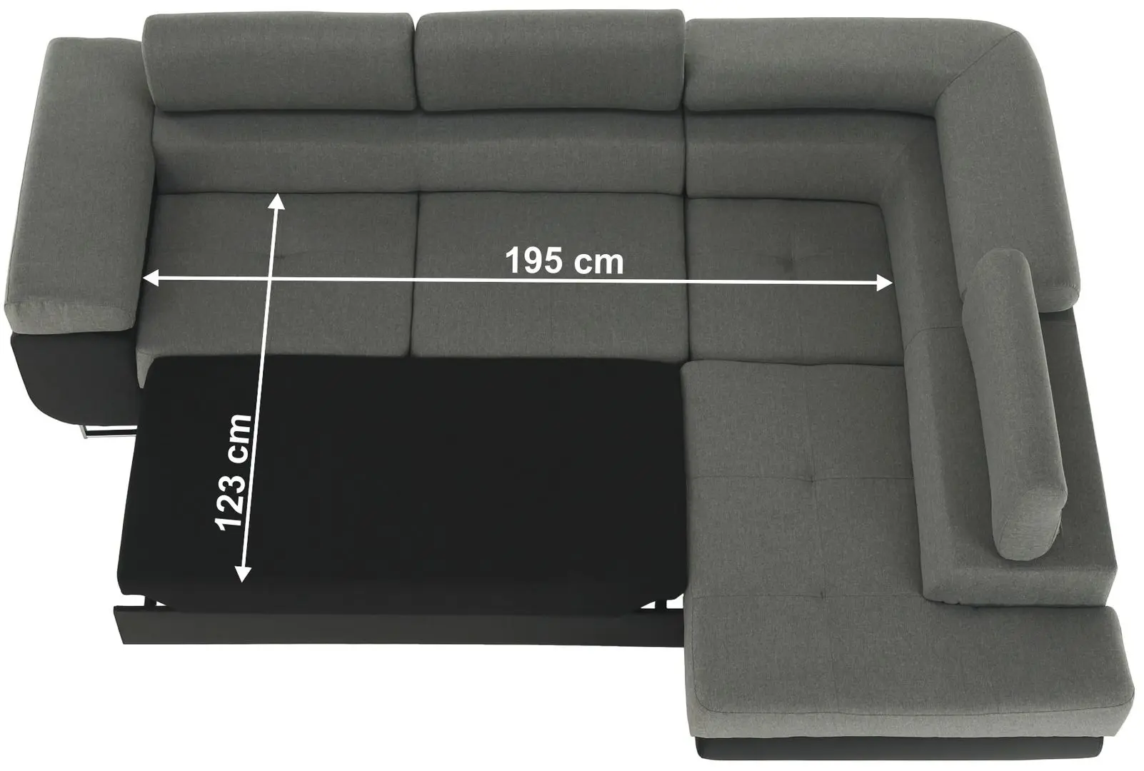Canapea de colt extensibila Tempo Kondela Gelan Right (Black/Gray) - 4