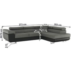 Canapea de colt extensibila Tempo Kondela Gelan Right (Black/Gray) Thumb
