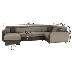 Canapea in forma de U Tempo Kondela Imperio U Left (Light Brown/Brown) Thumb