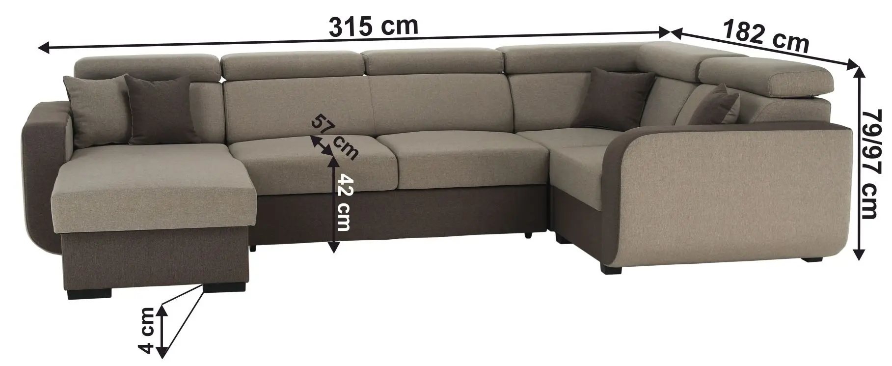 Canapea in forma de U Tempo Kondela Imperio U Left (Light Brown/Brown) - 2