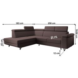 Canapea de colt extensibila Tempo Kondela Jogi Roh Left (Brown) Thumb