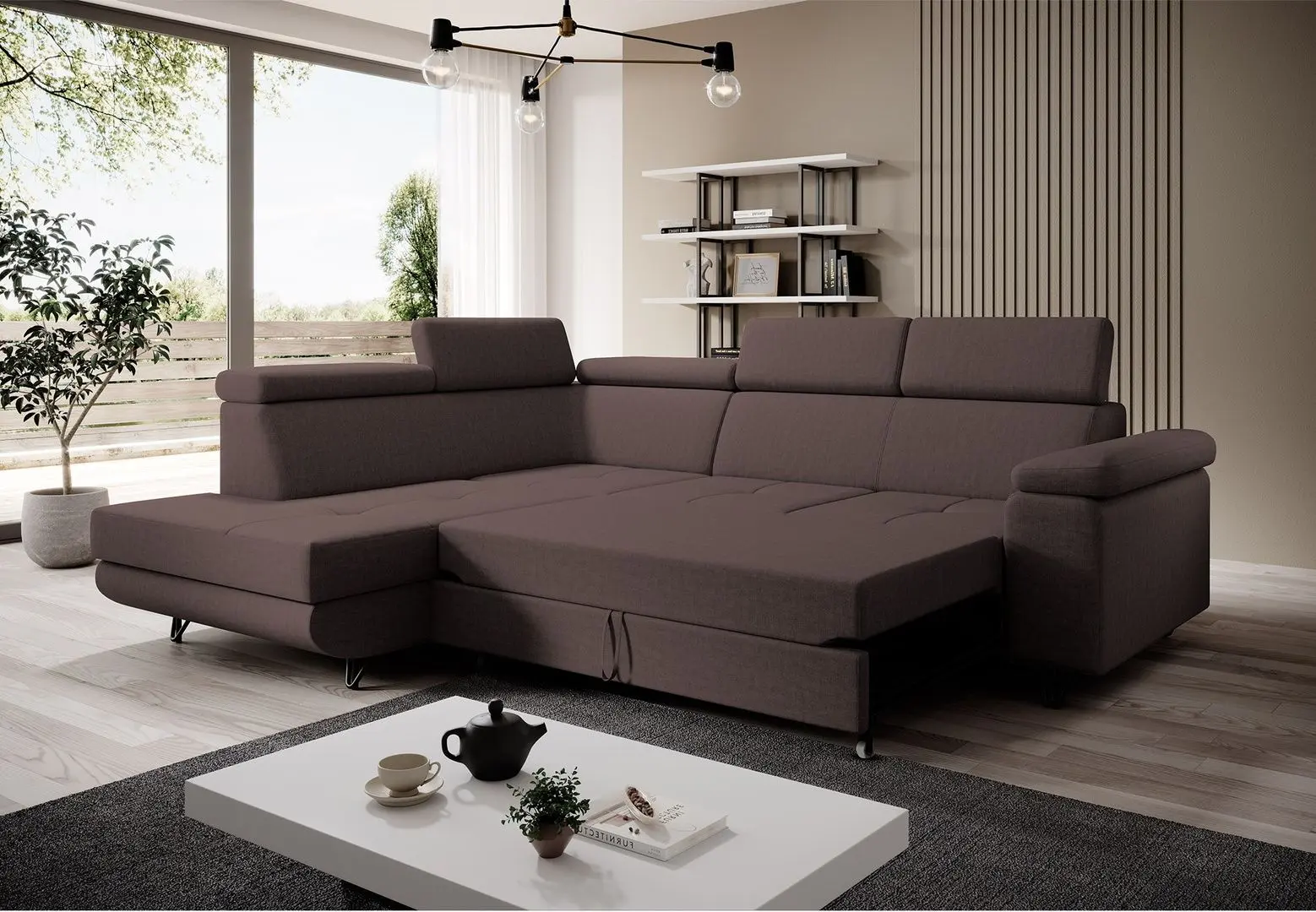 Canapea de colt extensibila Tempo Kondela Jogi Roh Left (Brown)