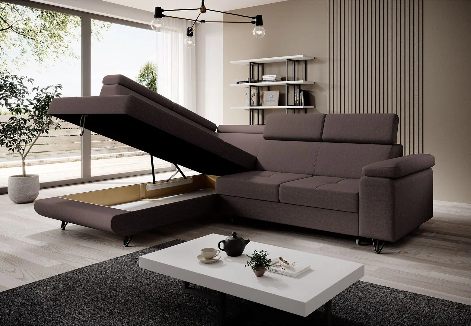 Canapea de colt extensibila Tempo Kondela Jogi Roh Left (Brown)