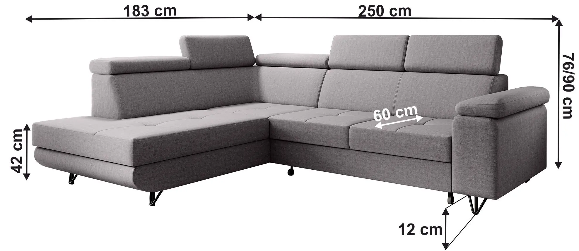 Canapea de colt extensibila Tempo Kondela Jogi Roh Left (Light Gray)