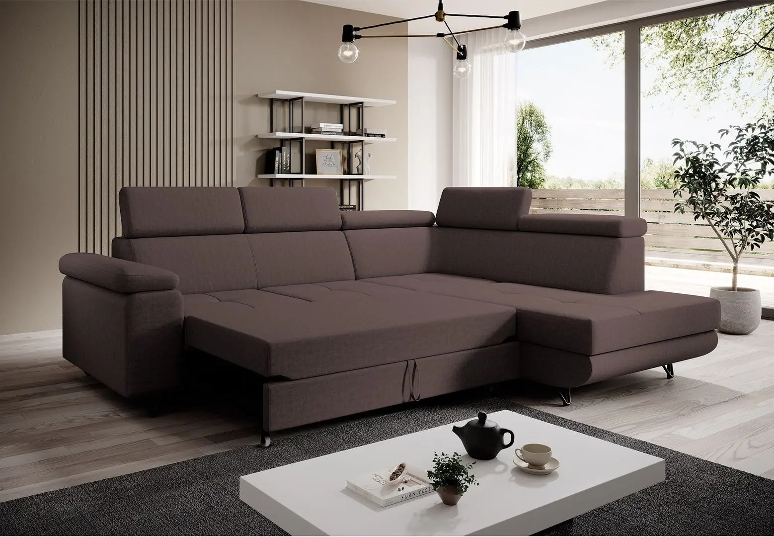 Canapea de colt extensibila Tempo Kondela Jogi Roh Right (Brown)