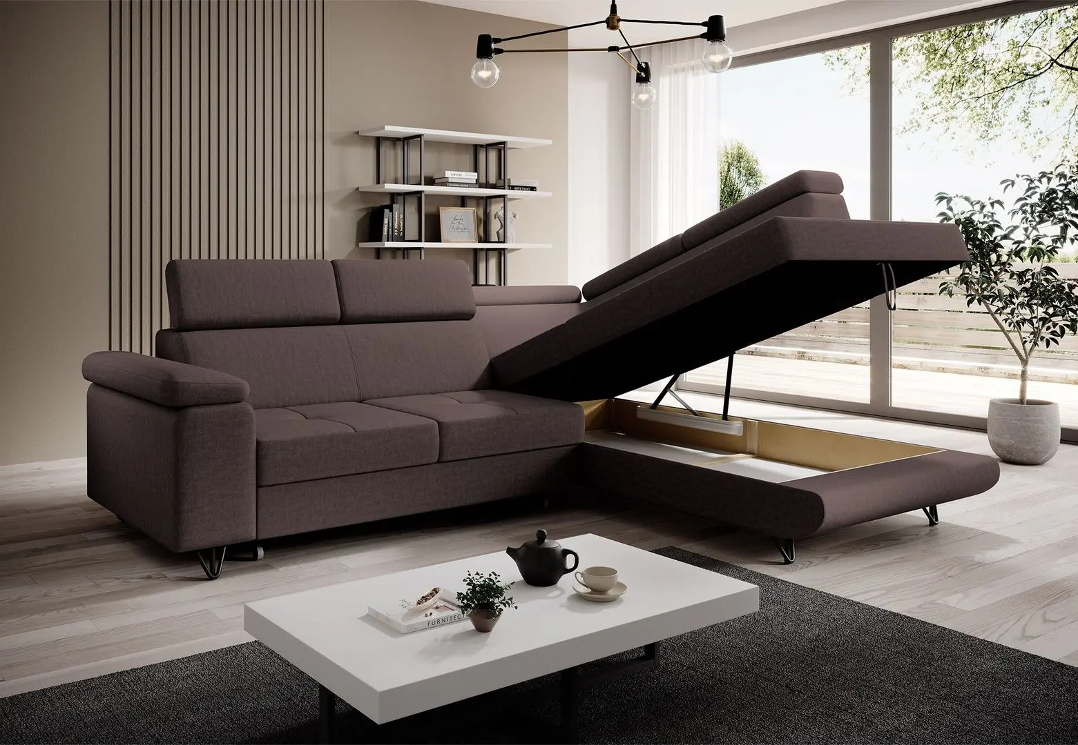 Canapea de colt extensibila Tempo Kondela Jogi Roh Right (Brown)