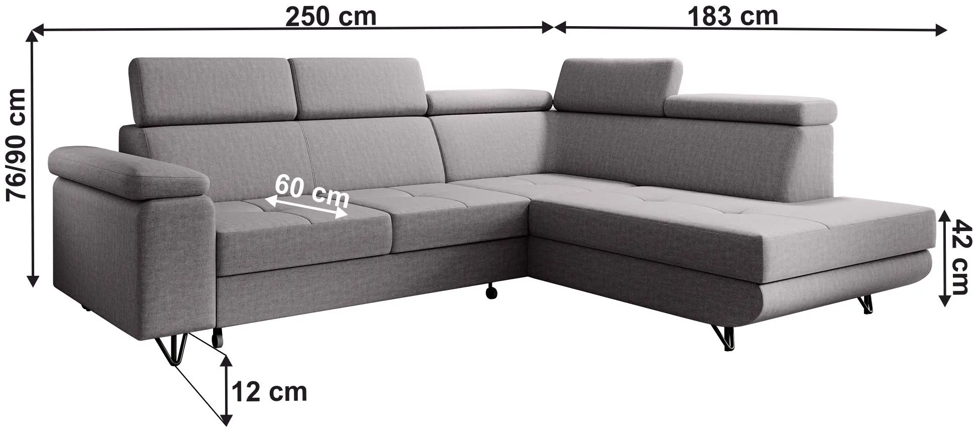 Canapea de colt extensibila Tempo Kondela Jogi Roh Right (Light Gray)