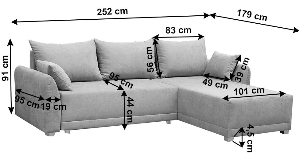 Canapea de colt extensibila Tempo Kondela Karlota (Light Gray) - 2