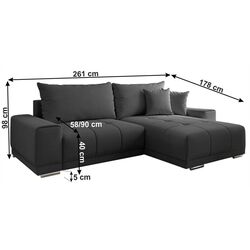 Canapea de colt extensibila Tempo Kondela Kevan (Dark Gray) Thumb