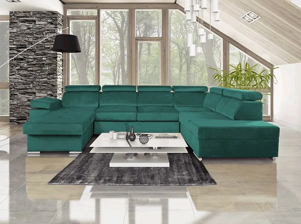 Canapea in forma de U Tempo Kondela Lamora U Left (Emerald)