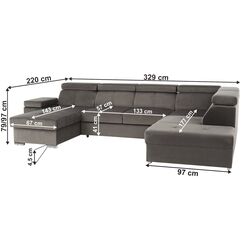 Диван П-образный Tempo Kondela Lamora U Left (Gray-Brown) Thumb