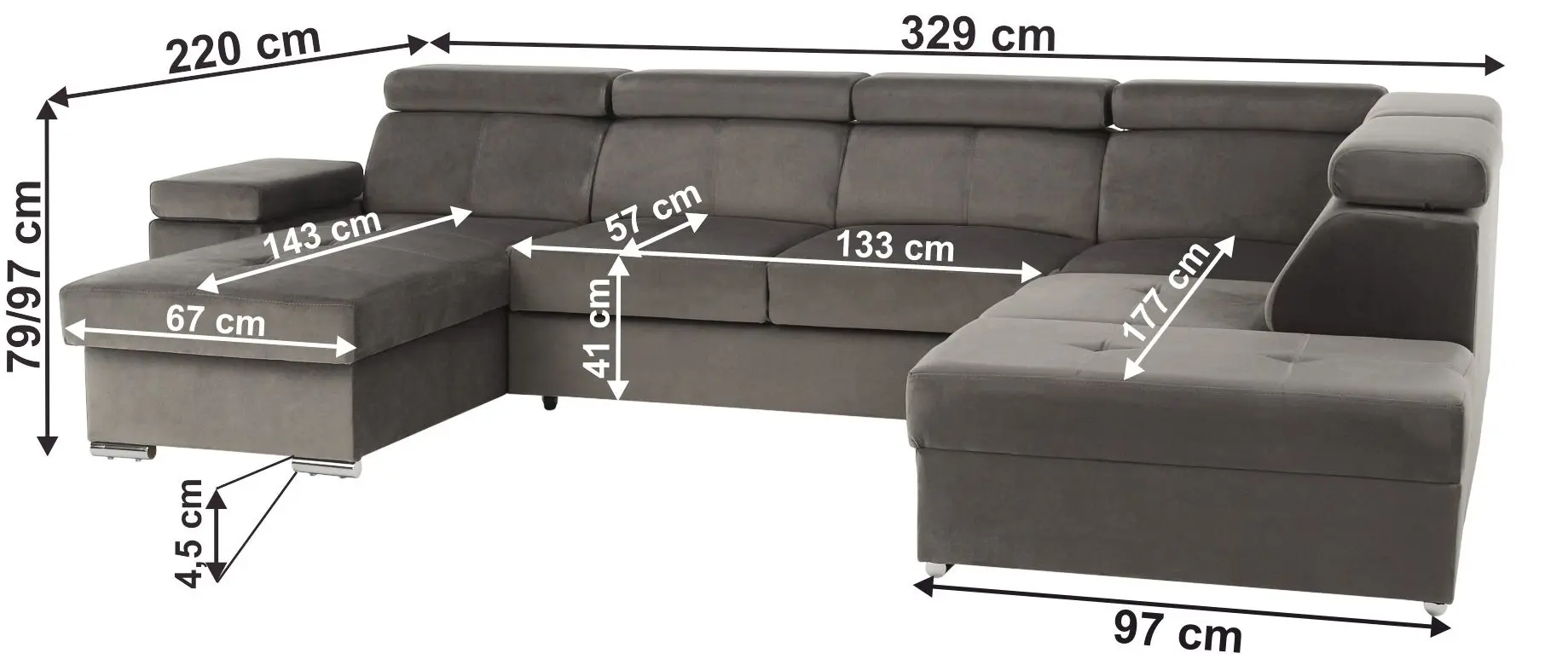 Диван П-образный Tempo Kondela Lamora U Left (Gray-Brown)