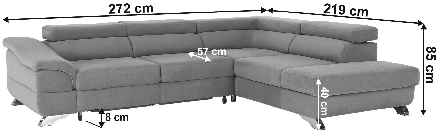 Canapea de colt extensibila Tempo Kondela Legas Soro 90 Right (Gray) - 2