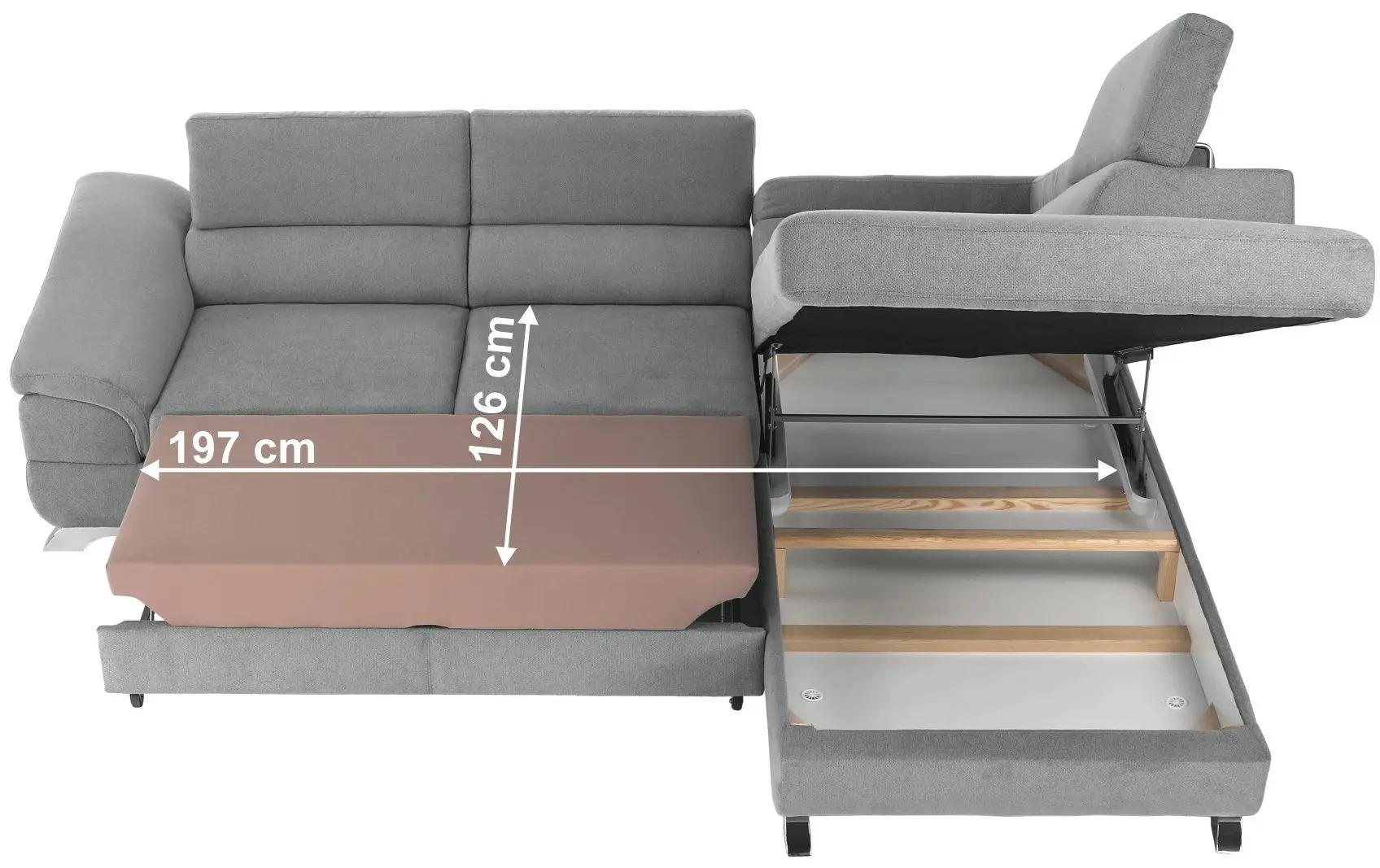 Canapea de colt extensibila Tempo Kondela Legas Soro 90 Right (Gray) - 3