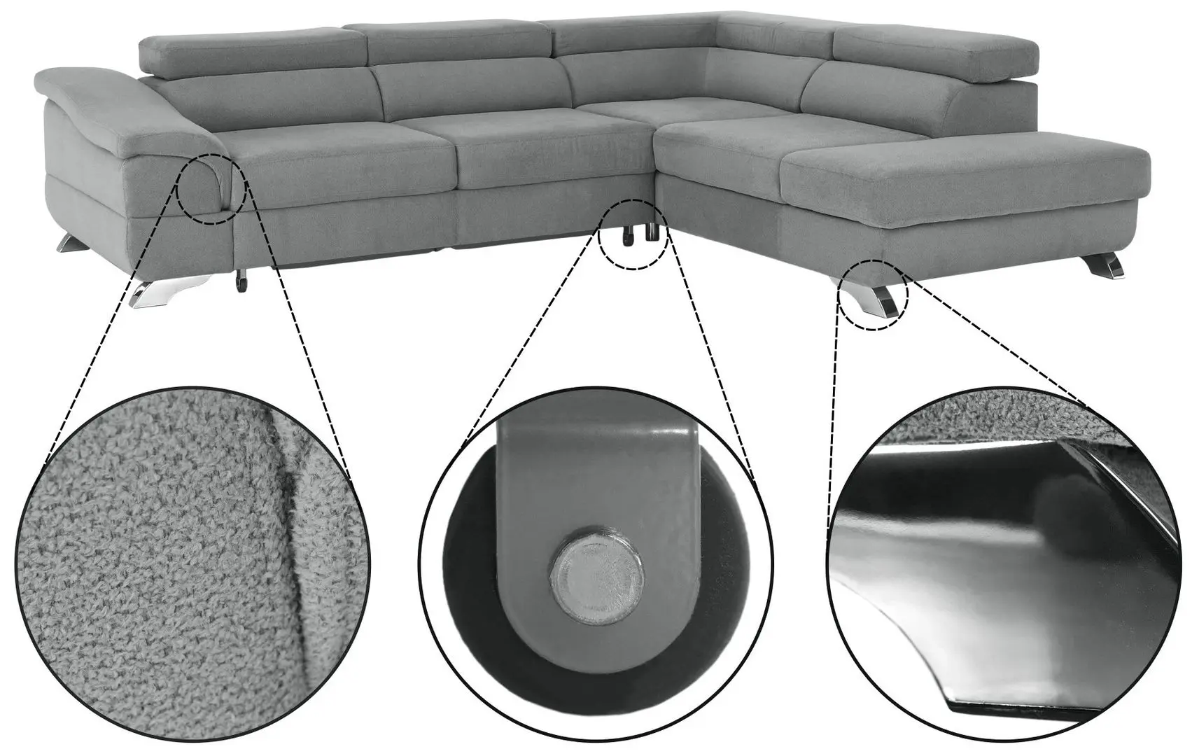 Canapea de colt extensibila Tempo Kondela Legas Soro 90 Right (Gray) - 4