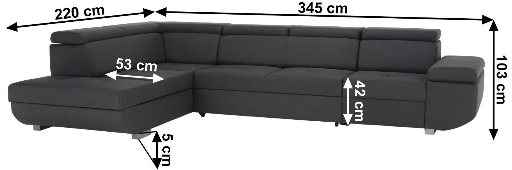 Canapea de colt extensibila Tempo Kondela Mavis Left (Dark Gray) - 2