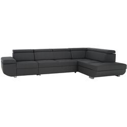 Canapea de colt extensibila Tempo Kondela Mavis Right (Dark Gray)
