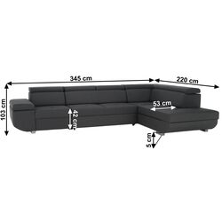 Диван угловой раскладной Tempo Kondela Mavis Right (Dark Gray) Thumb