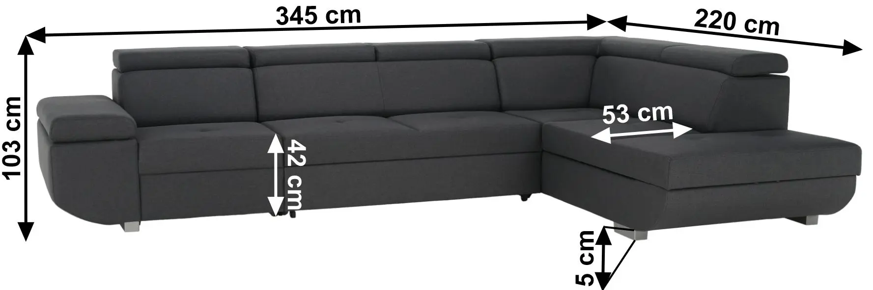 Диван угловой раскладной Tempo Kondela Mavis Right (Dark Gray) - 4