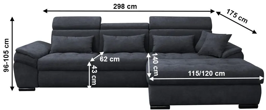 Canapea de colt extensibila Tempo Kondela Natik New Right (Gray) - 4