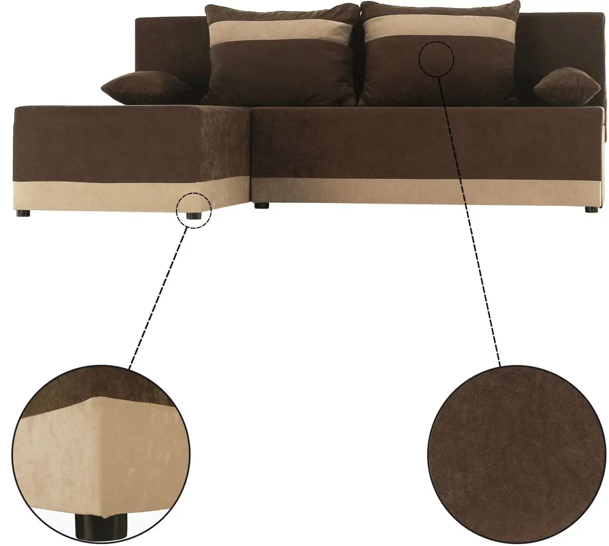 Диван угловой раскладной Tempo Kondela Romand (Brown/Beige) - 5