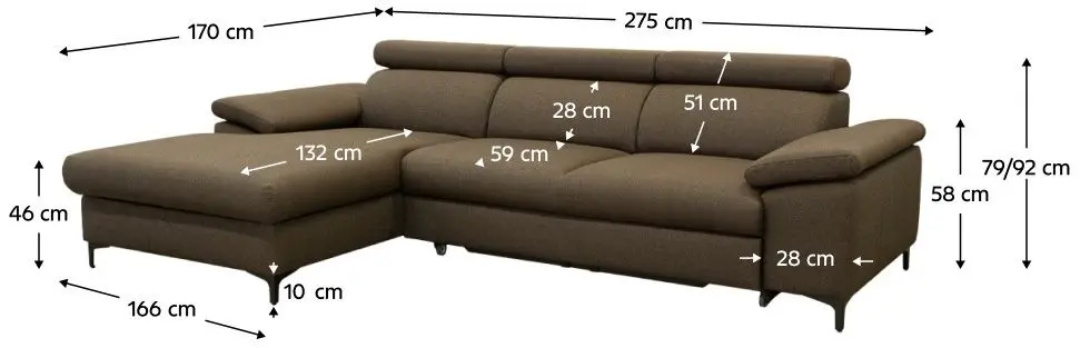 Диван угловой раскладной Tempo Kondela Sanil Roh Left (Brown) - 2
