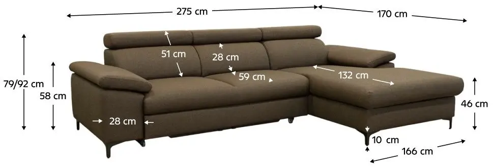 Диван угловой раскладной Tempo Kondela Sanil Roh Right (Brown) - 2