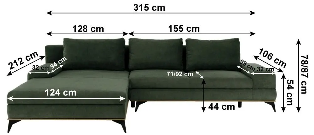 Canapea de colt extensibila Tempo Kondela Selby Left (Dark Green) - 2