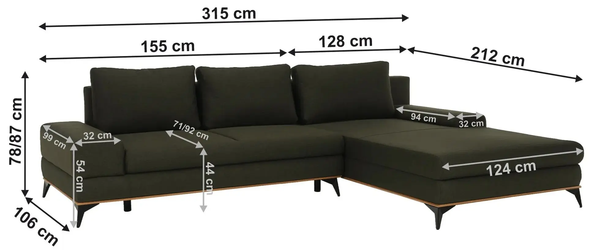 Canapea de colt extensibila Tempo Kondela Selby Right (Dark Green) - 2
