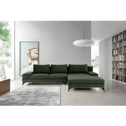 Canapea de colt extensibila Tempo Kondela Selby Right (Dark Green)
