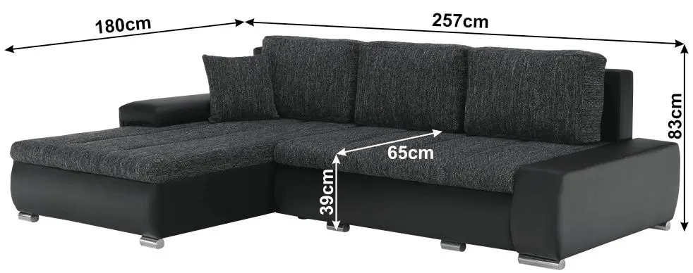 Canapea de colt extensibila Tempo Kondela Tramp (Black)