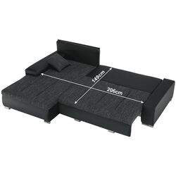 Canapea de colt extensibila Tempo Kondela Tramp (Black) Thumb