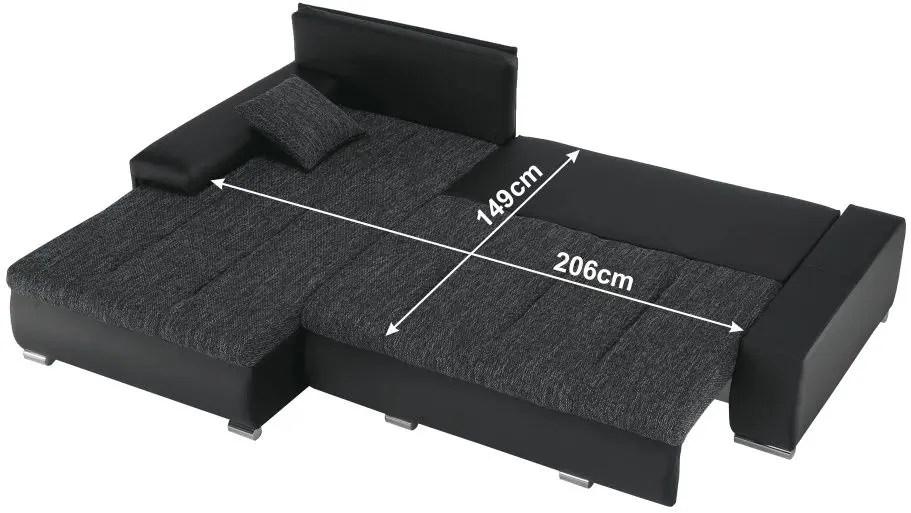 Canapea de colt extensibila Tempo Kondela Tramp (Black)