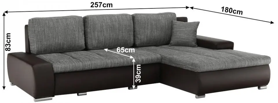 Canapea de colt extensibila Tempo Kondela Tramp (Brown/Gray)