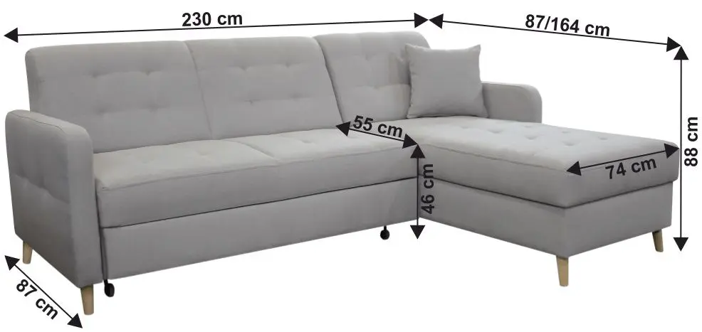 Canapea de colt extensibila Tempo Kondela Visby (Gray) - 4