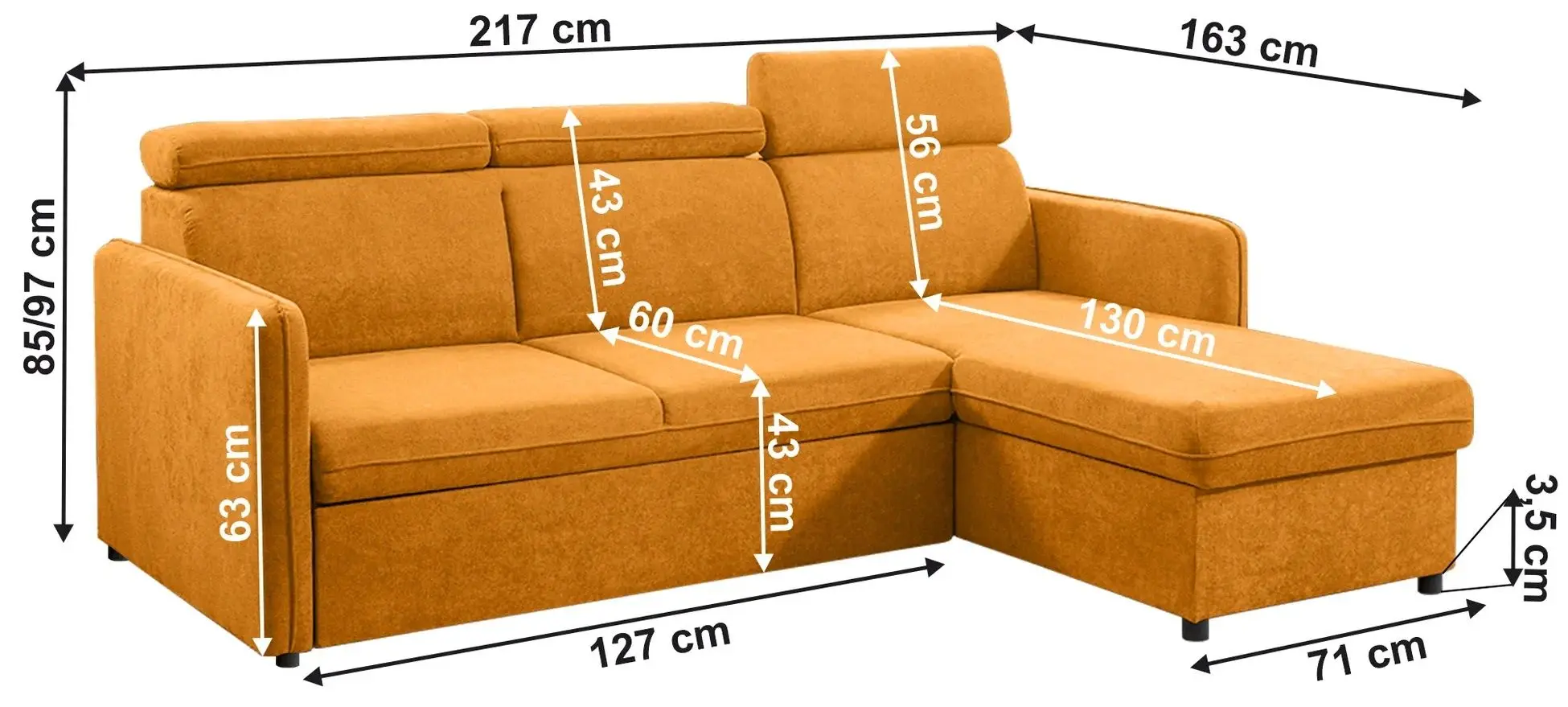Canapea de colt Tempo Kondela Alechandro A Roh (Mustard)