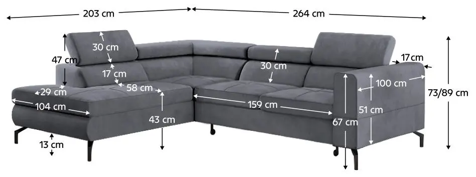 Canapea de colt Tempo Kondela Baltik Left (Grey)