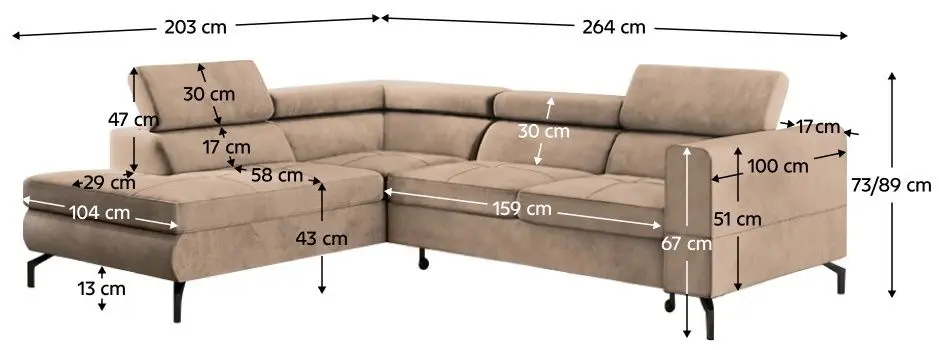 Canapea de colt Tempo Kondela Baltik Roh Left (Grey Brown)