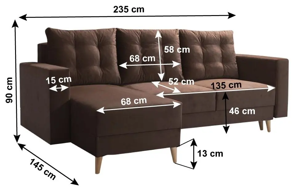 Canapea de colt Tempo Kondela Bleky Roh Left (Brown) - 6