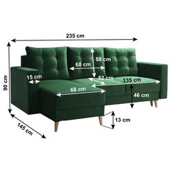 Canapea de colt Tempo Kondela Bleky Roh Left (Green) Thumb