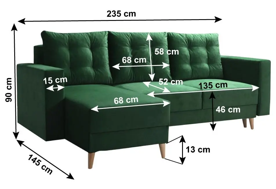Canapea de colt Tempo Kondela Bleky Roh Left (Green)