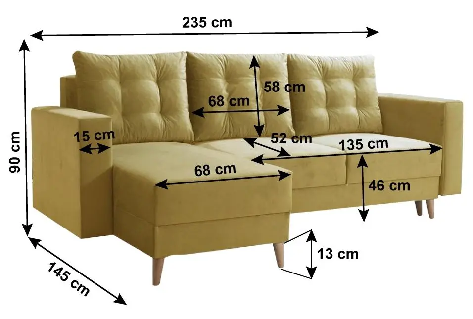 Canapea de colt Tempo Kondela Bleky Roh Left (Yellow)