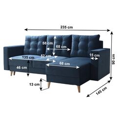 Canapea de colt Tempo Kondela Bleky Roh Right (Blue) Thumb