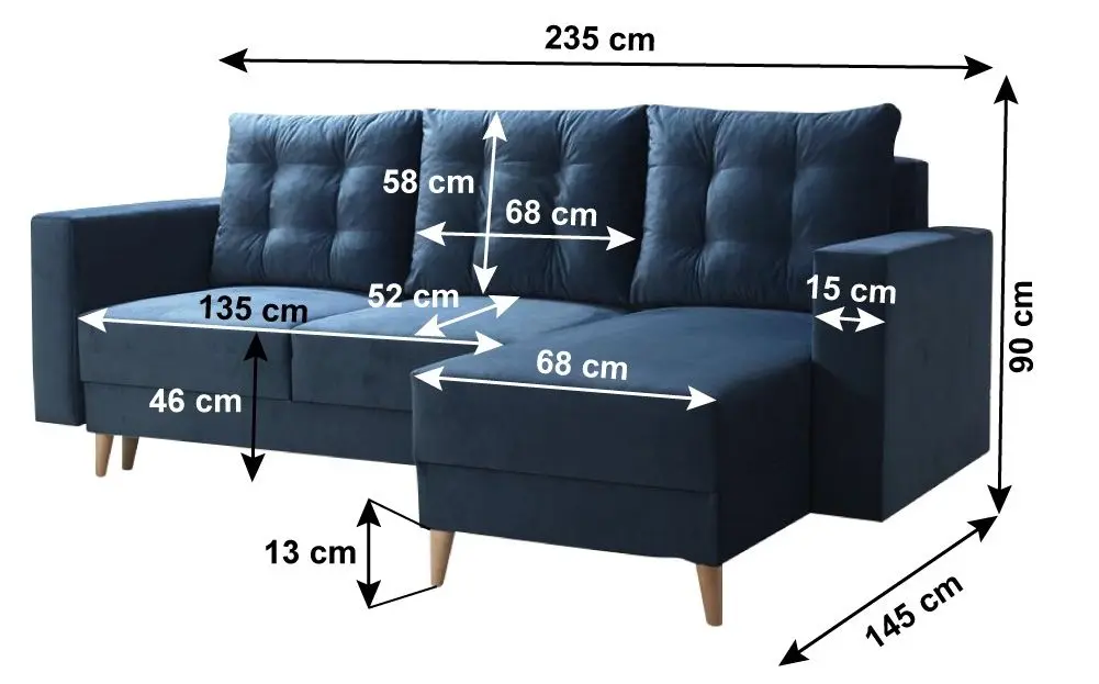 Canapea de colt Tempo Kondela Bleky Roh Right (Blue)