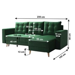 Canapea de colt Tempo Kondela Bleky Roh Right (Green) Thumb
